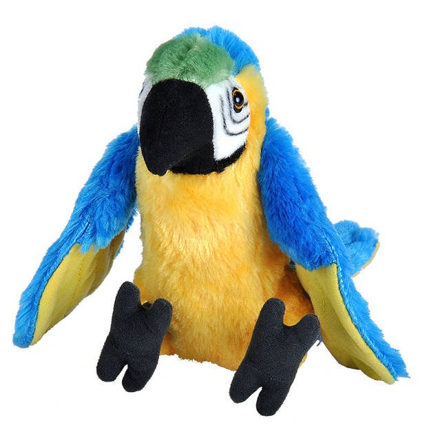 Vogels knuffels setje van 2x pluche knuffel Macaw Papegaaien van 20 cm - Vogel knuffels