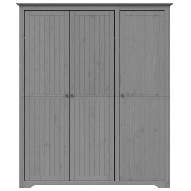 vidaXL Kledingkast BODO 146x53,5x173 cm massief grenenhout grijs