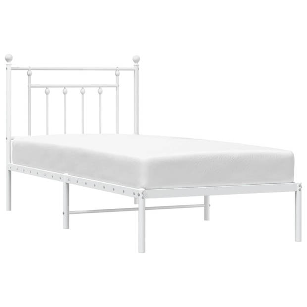 vidaXL Bedframe met hoofdbord metaal wit 80x200 cm