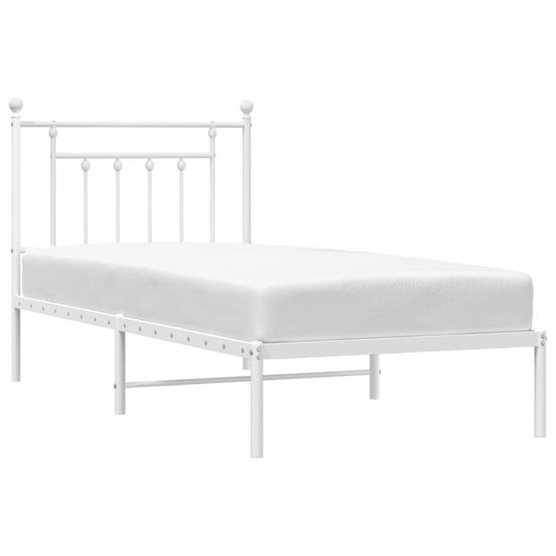 vidaXL Bedframe met hoofdbord metaal wit 80x200 cm