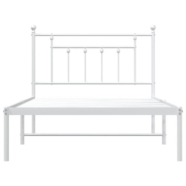 vidaXL Bedframe met hoofdbord metaal wit 100x200 cm