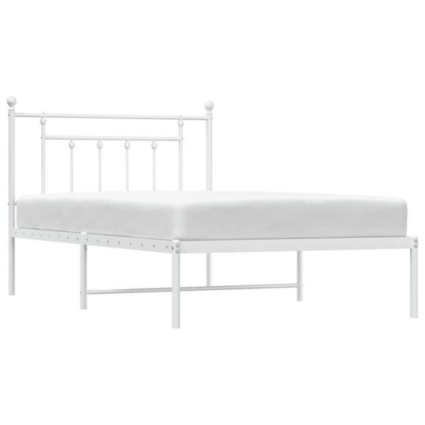 vidaXL Bedframe met hoofdbord metaal wit 100x200 cm