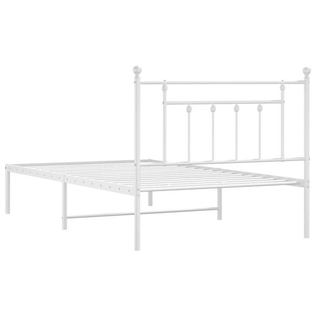 vidaXL Bedframe met hoofdbord metaal wit 100x200 cm