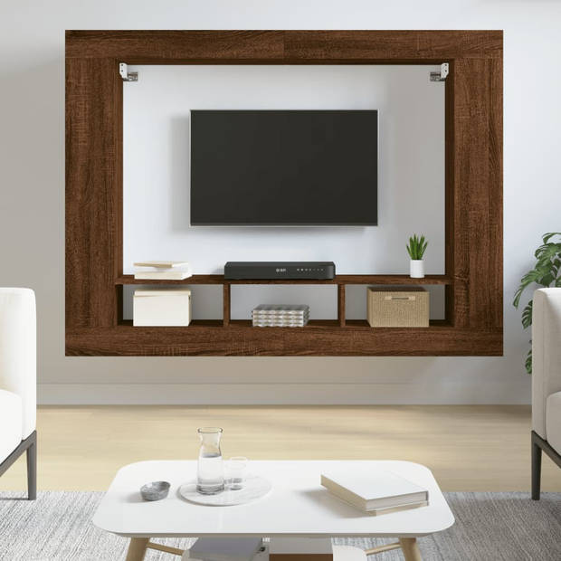 vidaXL Tv-meubel 152x22x113 cm bewerkt hout bruin eikenkleur