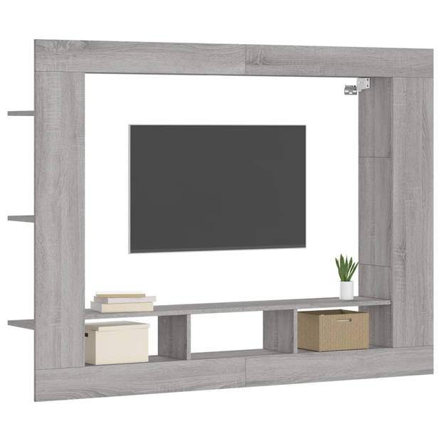 vidaXL Tv-meubel 152x22x113 cm bewerkt hout grijs sonoma eikenkleurig