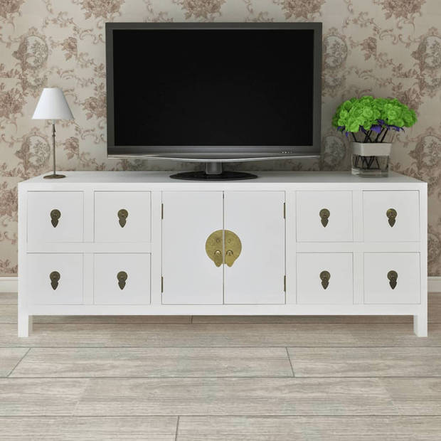 vidaXL Tv-meubel 110x24x48 cm bewerkt hout wit