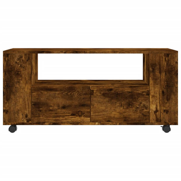 The Living Store Tv meubel - Gerookt eiken - 102 x 34.5 x 43 cm - Duurzaam hout - Veel opbergruimte