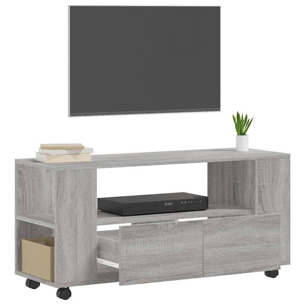 vidaXL Tv-meubel 102x34,5x43 cm bewerkt hout grijs sonoma eikenkleurig