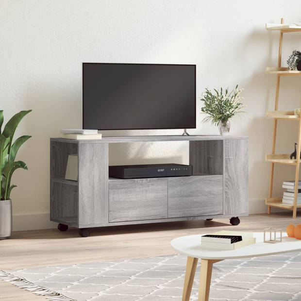 vidaXL Tv-meubel 102x34,5x43 cm bewerkt hout grijs sonoma eikenkleurig
