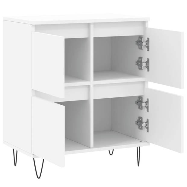 The Living Store Dressoir - Buffetkast - 60x35x70 cm - wit - bewerkt hout en ijzer