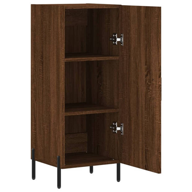 The Living Store Dressoir Opberkkast - 34.5x34x90 cm - Bruineiken - Bewerkt hout en metaal