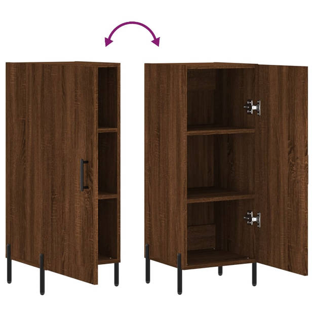 The Living Store Dressoir Opberkkast - 34.5x34x90 cm - Bruineiken - Bewerkt hout en metaal