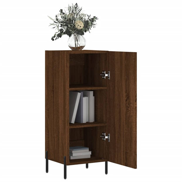 The Living Store Dressoir Opberkkast - 34.5x34x90 cm - Bruineiken - Bewerkt hout en metaal