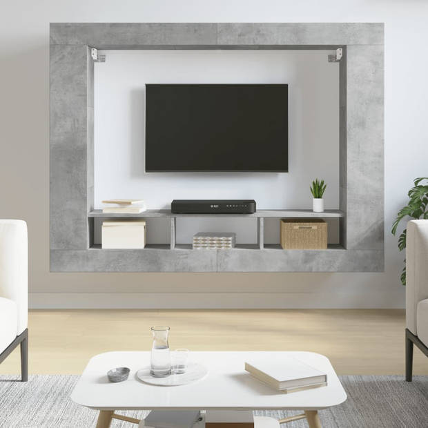 vidaXL Tv-meubel 152x22x113 cm bewerkt hout betongrijs
