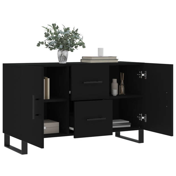 The Living Store Dressoir - Zwart - 100 x 36 x 60 cm - Duurzaam bewerkt hout en metaal