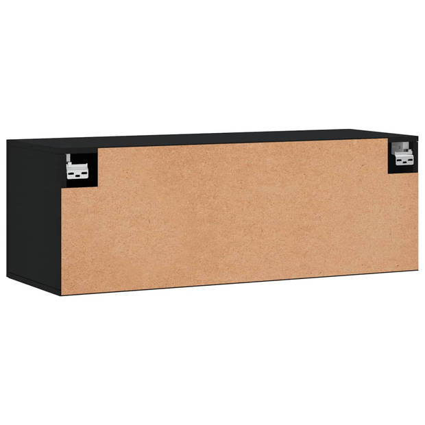 The Living Store Wandkast 100x36-5x35 cm bewerkt hout zwart - Kast