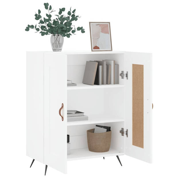 The Living Store Dressoir - Kast - 69.5 x 34 x 90 cm - Wit Hout/Metaal