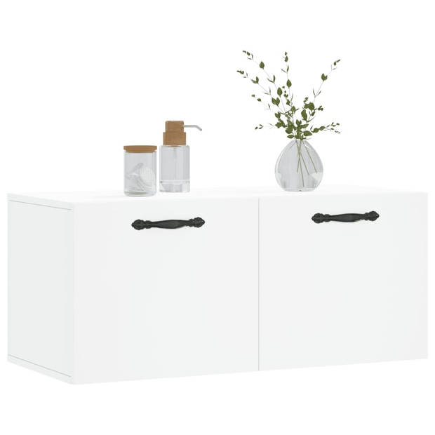 The Living Store Wandkast - Opbergkast - 80x36.5x35 cm - Wit