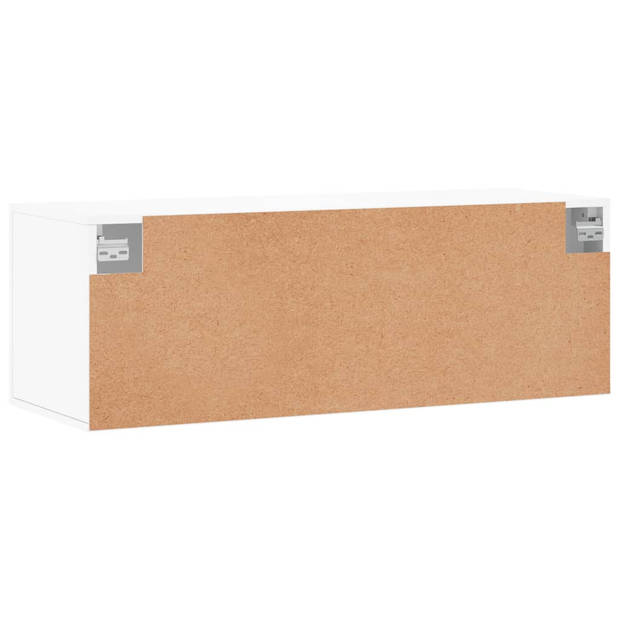 The Living Store Wandkast lijn - Wandkast - 100x36.5x35 cm - Wit Hout