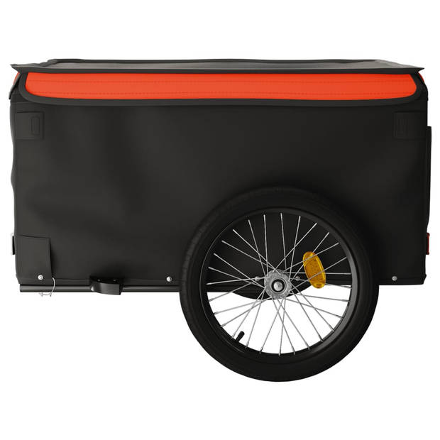 vidaXL Fietstrailer 45 kg ijzer zwart en oranje