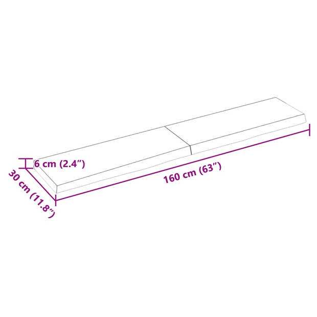 vidaXL Wandschap 160x30x(2-6)cm behandeld massief eikenhout lichtbruin