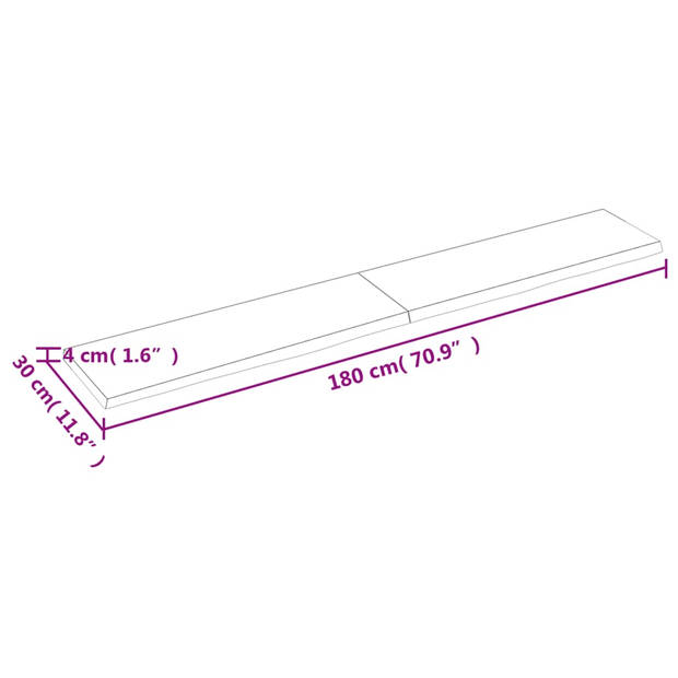 vidaXL Wandschap 180x30x(2-4)cm behandeld massief eikenhout lichtbruin