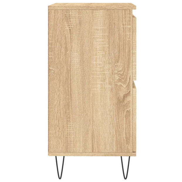 The Living Store Dressoir - Opbergkast - 60 x 35 x 70 cm - Sonoma Eiken - Bewerkt hout en ijzer