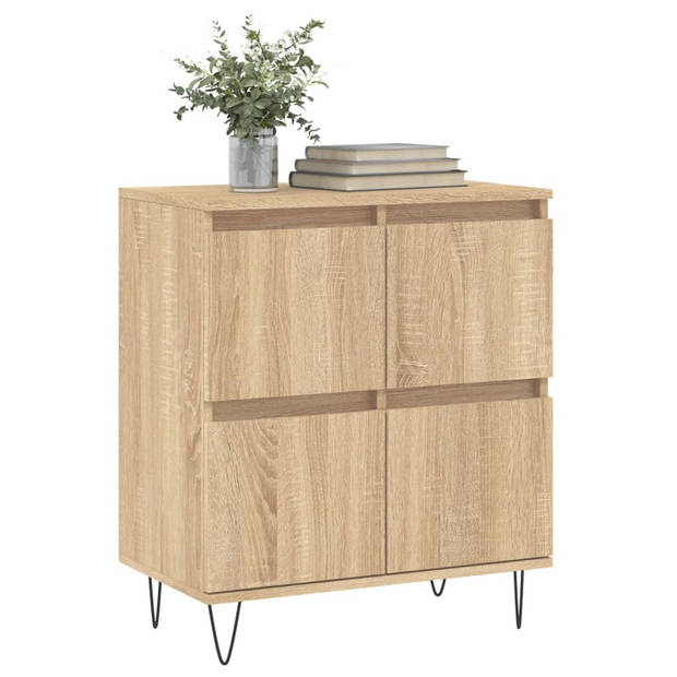 The Living Store Dressoir - Opbergkast - 60 x 35 x 70 cm - Sonoma Eiken - Bewerkt hout en ijzer