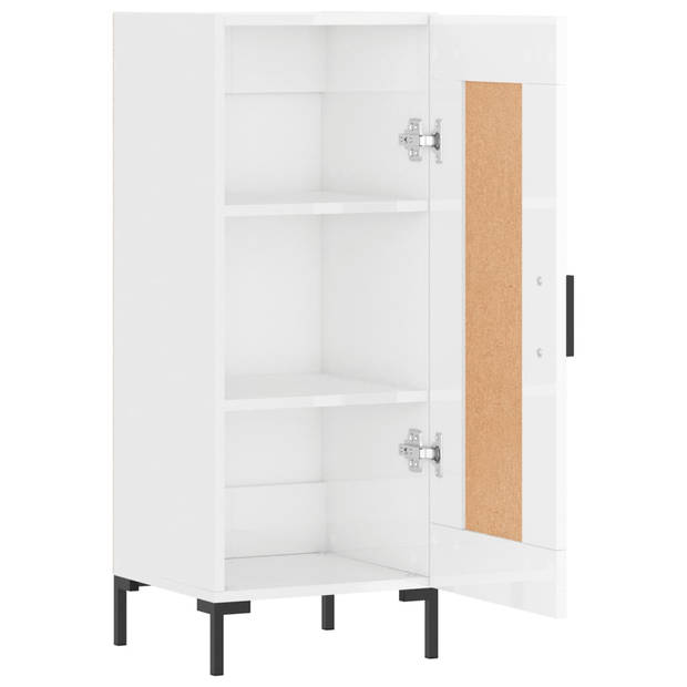 The Living Store Dressoir Retro - Hoogglans wit - 34.5 x 34 x 90 cm - Opbergruimte - Displayfunctie