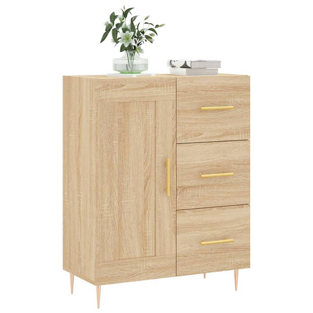 The Living Store Dressoir - Sonoma Eiken - 69.5 x 34 x 90 cm - Bewerkt Hout en Metaal