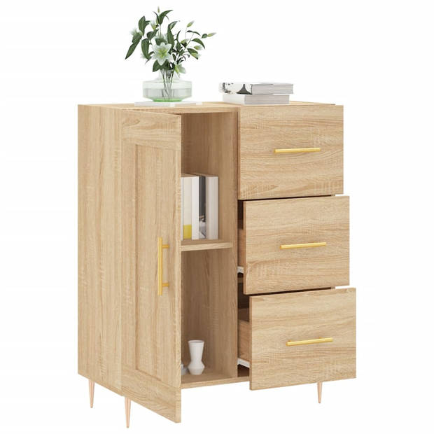 The Living Store Dressoir - Sonoma Eiken - 69.5 x 34 x 90 cm - Bewerkt Hout en Metaal