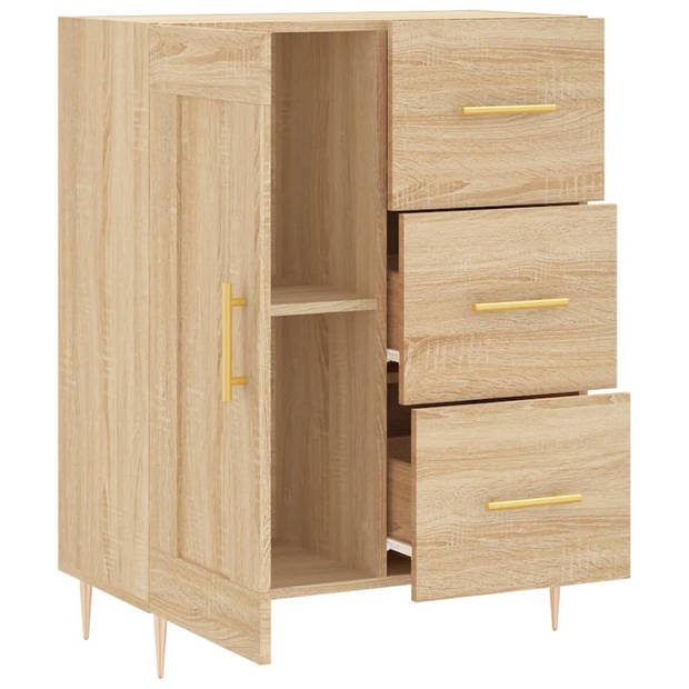 The Living Store Dressoir - Sonoma Eiken - 69.5 x 34 x 90 cm - Bewerkt Hout en Metaal