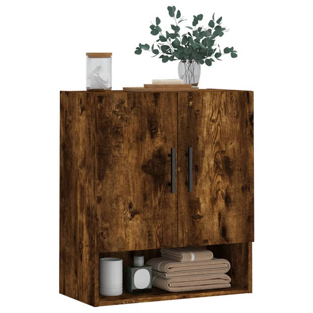 The Living Store Wandkast Gerookt Eiken - Zwevende opbergkast - 60 x 31 x 70 cm - Duurzaam bewerkt hout