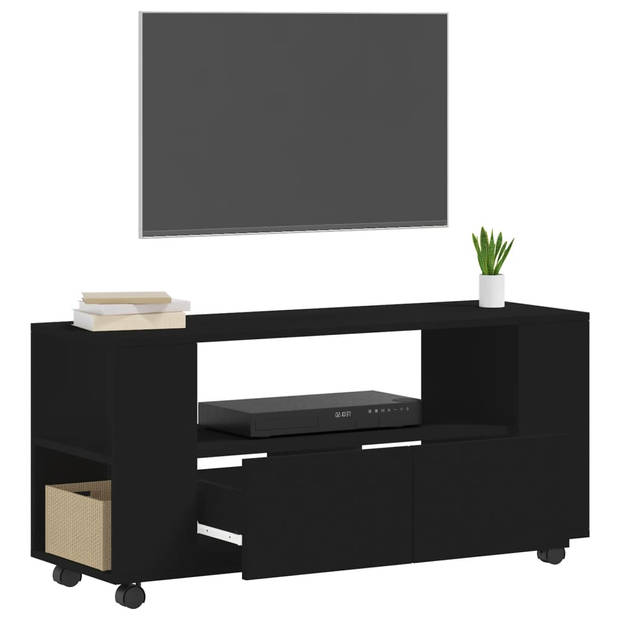 The Living Store tv-meubel s - TV-meubel - 102 x 34.5 x 43 cm - zwart