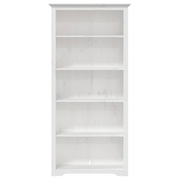 The Living Store Boekenkast 5-laags - 80 x 38 x 180 cm - Massief grenenhout - Wit