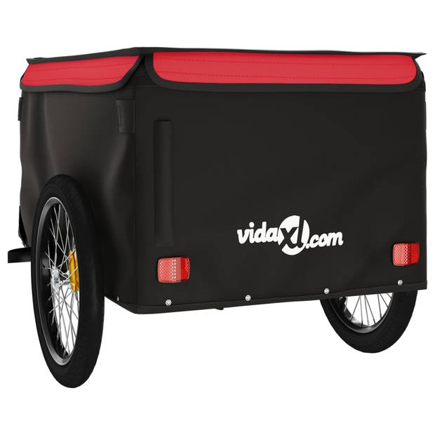 vidaXL Fietstrailer 45 kg ijzer zwart en rood