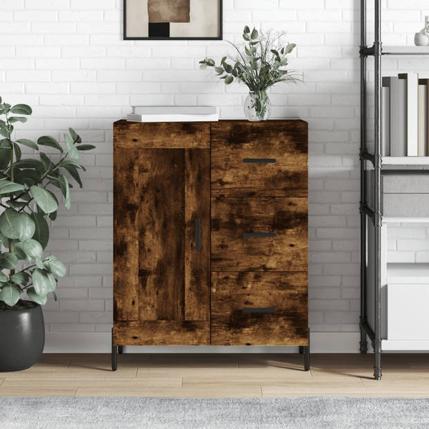 The Living Store Dressoir - Gerookt eiken - 69.5 x 34 x 90 cm - Duurzaam - Opbergruimte - Display functie