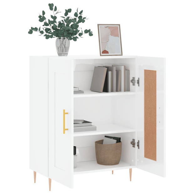 The Living Store Dressoir Meubel - 69.5 x 34 x 90 cm - Hoogglans wit