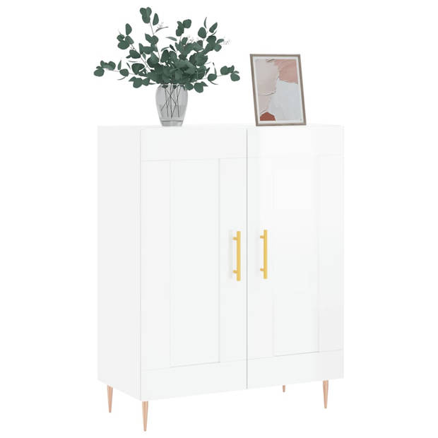 The Living Store Dressoir Meubel - 69.5 x 34 x 90 cm - Hoogglans wit