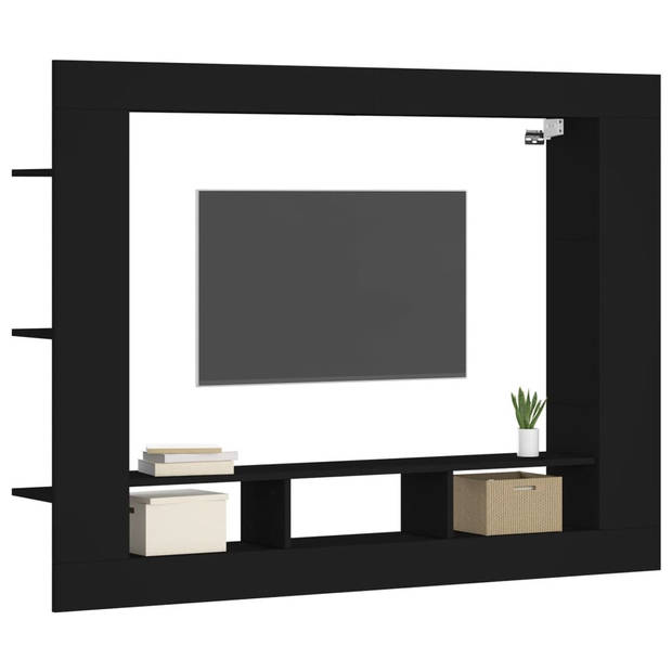 vidaXL Tv-meubel 152x22x113 cm bewerkt hout zwart