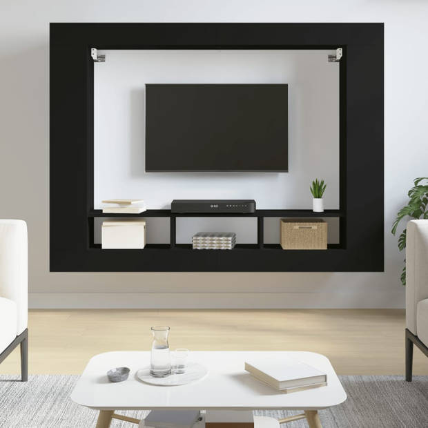 vidaXL Tv-meubel 152x22x113 cm bewerkt hout zwart