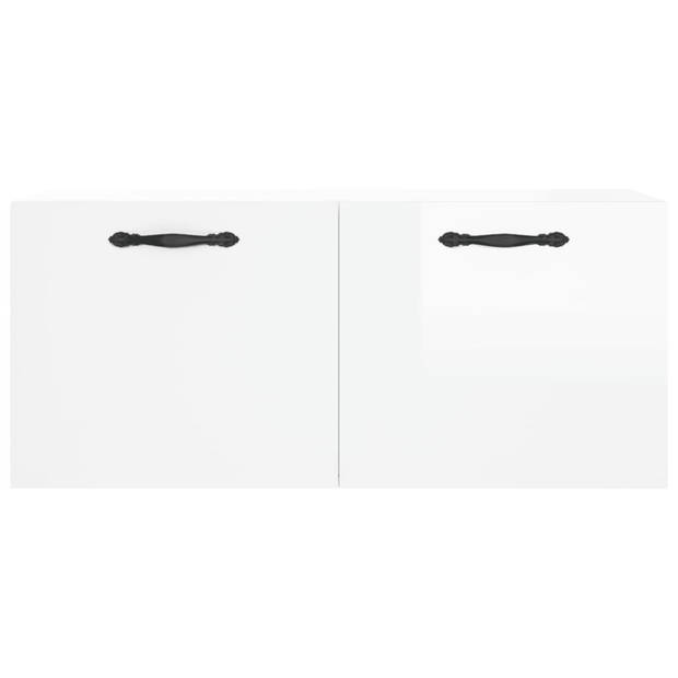 The Living Store Wandkast - Hoogglans wit - 80 x 36.5 x 35 cm - Bewerkt hout