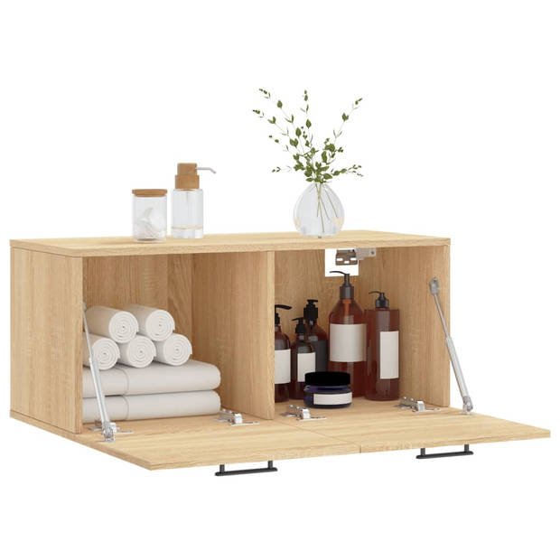 The Living Store Wandkast Sonoma Eiken - 80 x 36.5 x 35 cm - Duurzaam hout - Wandgemonteerd