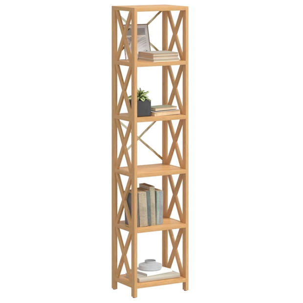 The Living Store Opbergrek - Eikenhout - 40x30x181 cm - 6 lagen - Stabiel frame