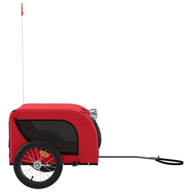 vidaXL Hondenfietstrailer oxford stof en ijzer rood en zwart