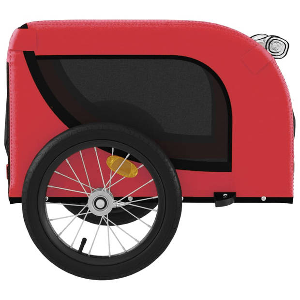 vidaXL Hondenfietstrailer oxford stof en ijzer rood en zwart