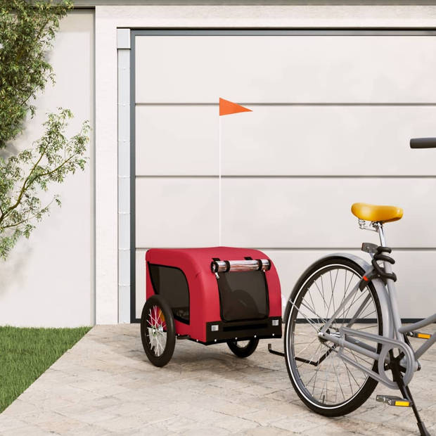 vidaXL Hondenfietstrailer oxford stof en ijzer rood en zwart