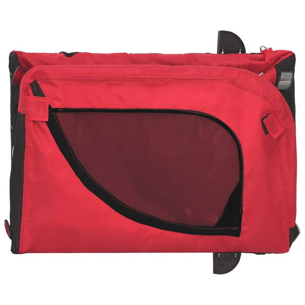 The Living Store Fietskar Hond - Oxford Stof - 124x65x66 cm - Rood/Zwart