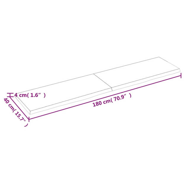 vidaXL Tafelblad 180x40x(2-4)cm behandeld massief eikenhout lichtbruin