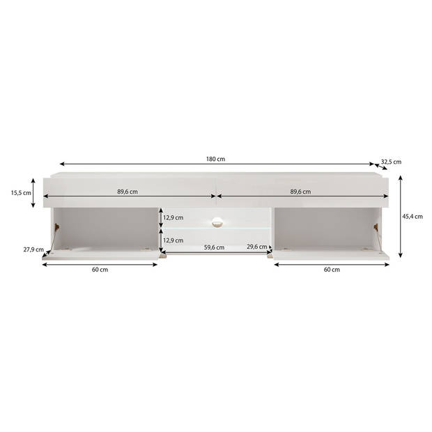 Meubella TV-Meubel Cruise - Wit - 180 cm